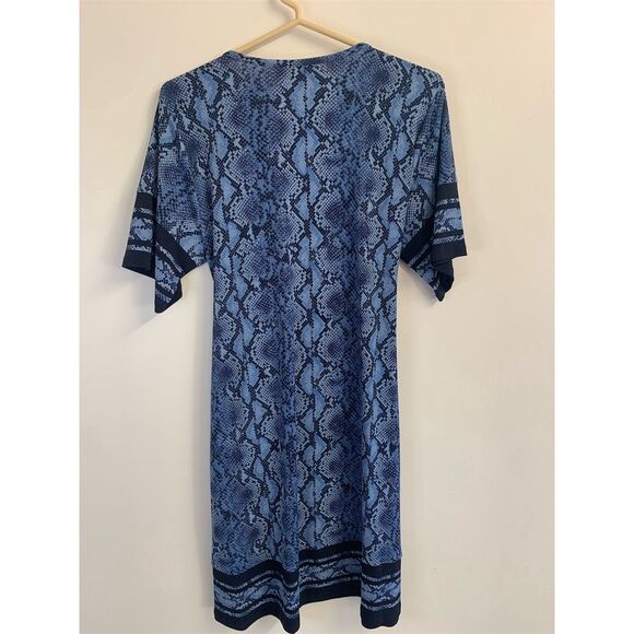 Michael Kors Women's Blue Snake Print Tie Waist Dress Size M - Picture 2 of 9